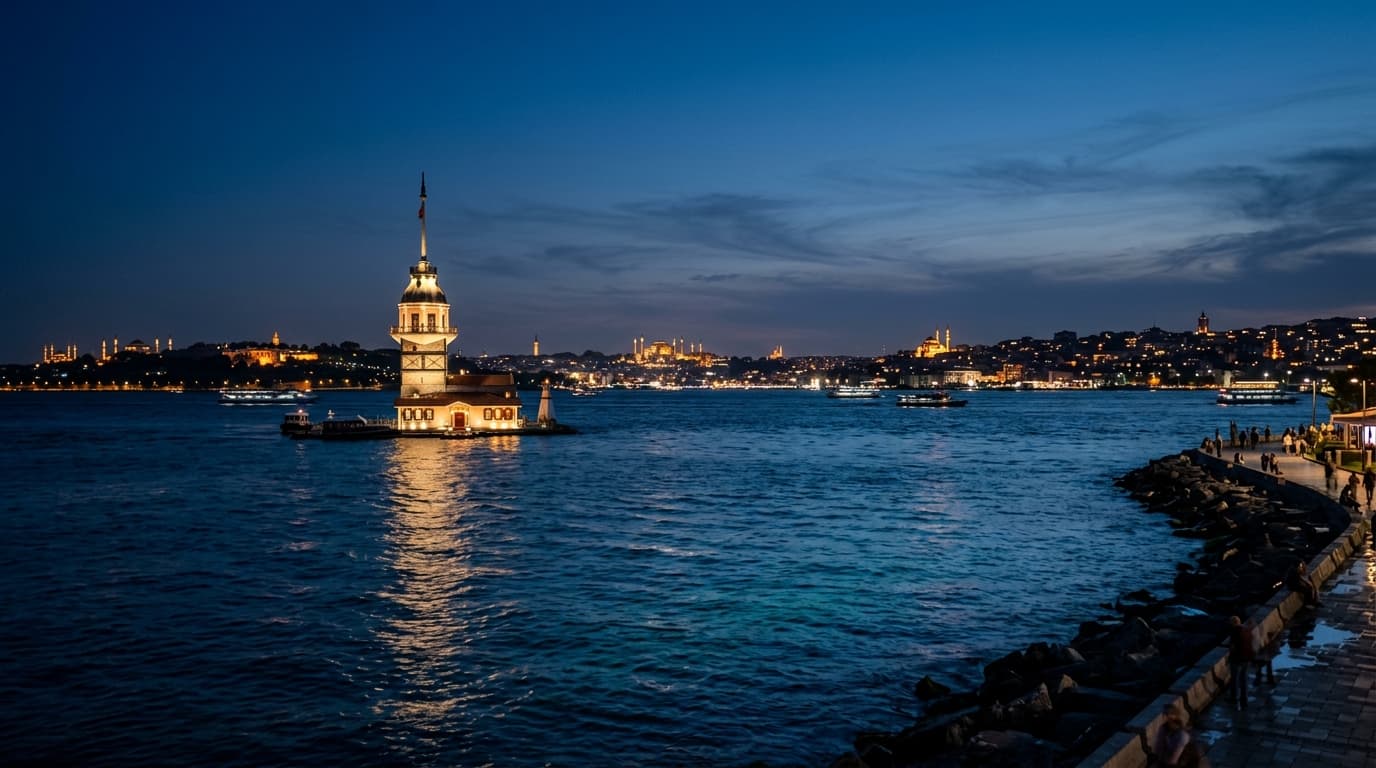 Istanbul Üsküdar Bosphorus Coastline & Maiden's Tower (Kız Kulesi)